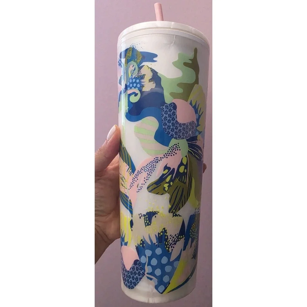 Starbucks Tumbler Summer 2024 White Pearl Marble Butterfly Garden 24oz